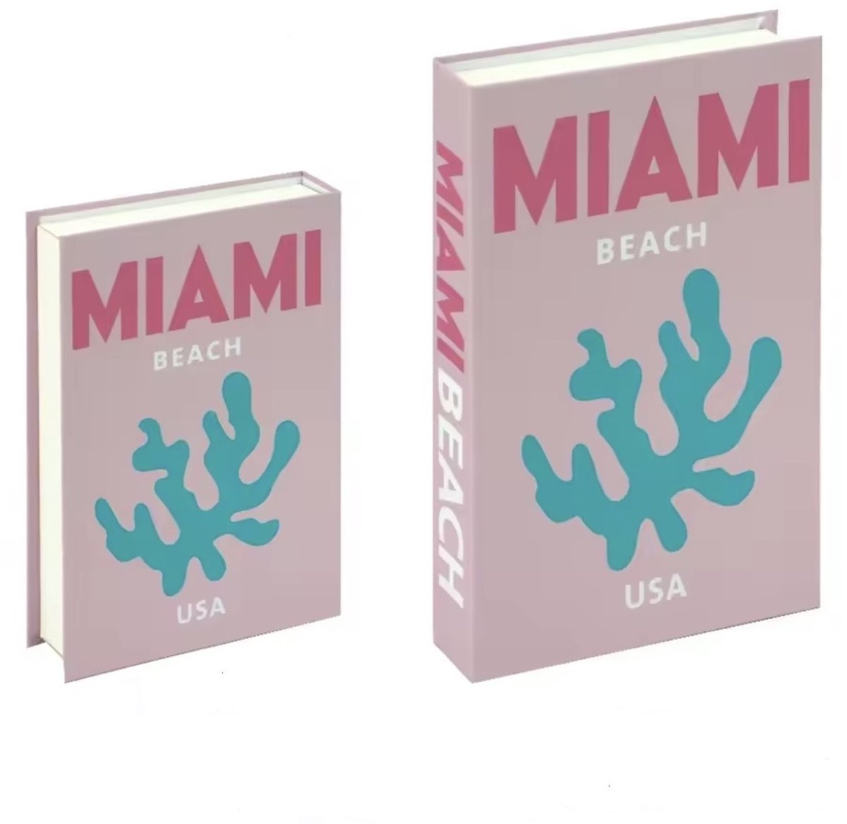 KimDo - Opberg boek - Miami Beach - Roze - Opbergbox - Opbergdoos - Decoratie woonkamer - Boeken - Nep boek - Opbergboek