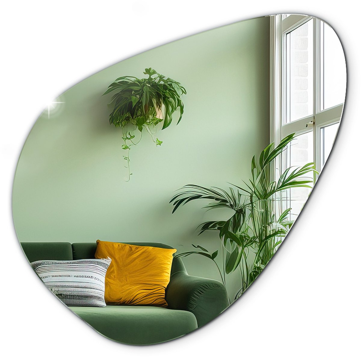 Tulup Spiegel - Decoratieve Spiegel - 58 cm x 57,5 cm - Asymmetrische Spiegel - Slaapkamerspiegel – Inloopkastspiegel - Woonaccessoires - Moderne Wandspiegel - Minimalistische Spiegel - Scandinavisch Design Spiegel - Klassiek Spiegel
