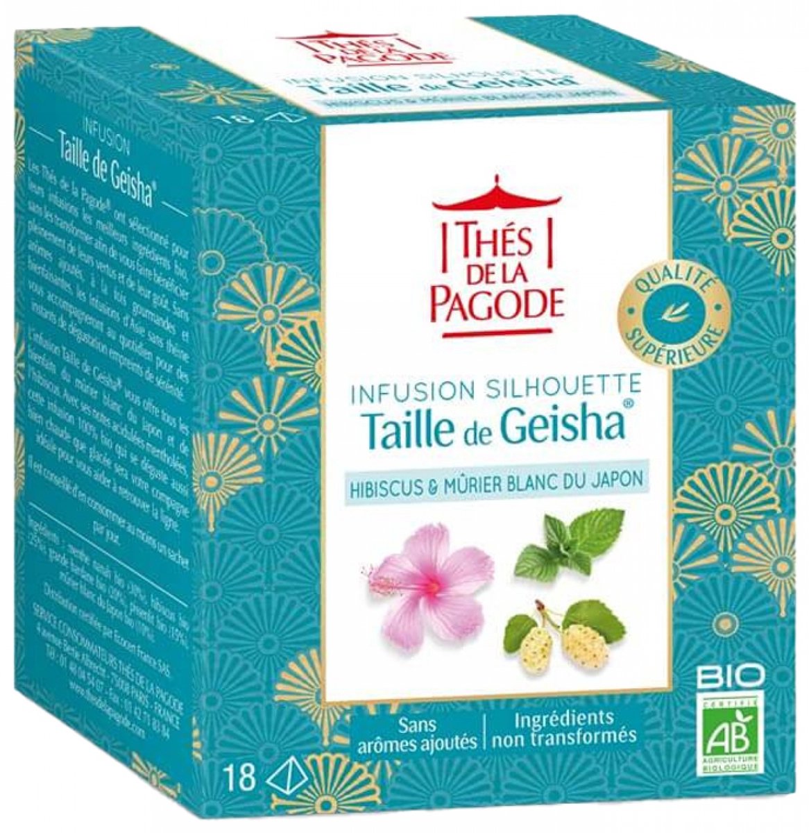 Thes de la Pagode - Detox en afslankende kruidenthee - Japanse witte moerbei en hibiscus - Biologisch (18 theezakjes)