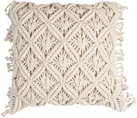 Déco maison factory Sierkussen bohème - beige - naturel - décoration - style bohème - 40x40 cm