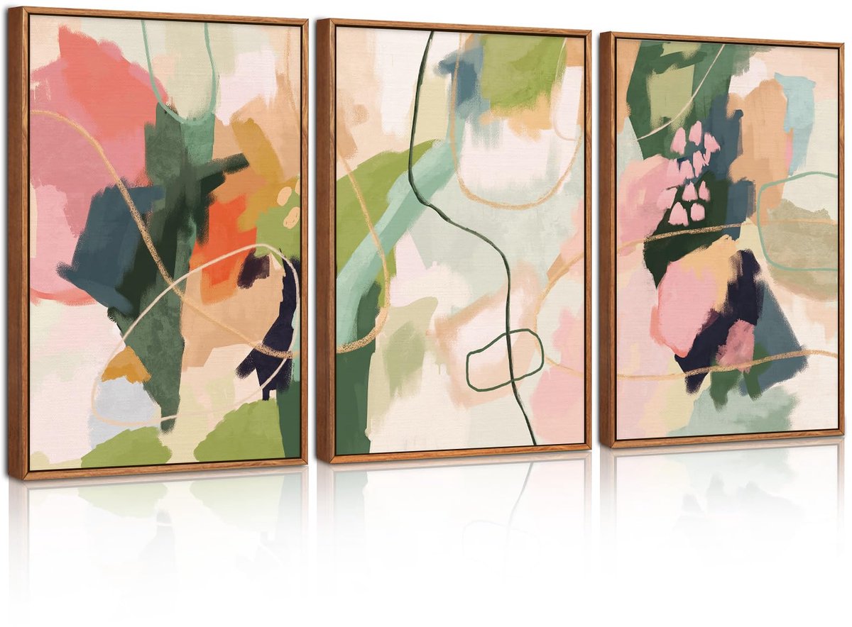 Ibenzoa Kleurrijke 3-delige abstracte canvas wanddecoratie voor diverse ruimtes, 30 x 40 cm kleur m