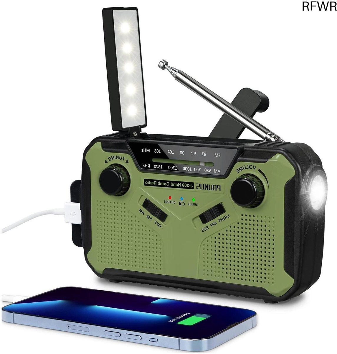 RFWR® Draagbare Solar Radio met SOS Sirene en Flitslicht - Multifunctionele Noodradio voor Kamperen en Stroomuitval