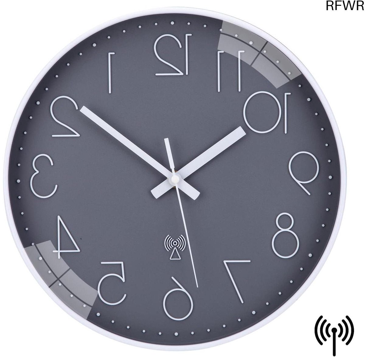 RFWR® Radiografische Wandklok 30 cm - Stil Sweep-Uurwerk voor L woonkamer en Slaapkamer - Digitale Groter Klok