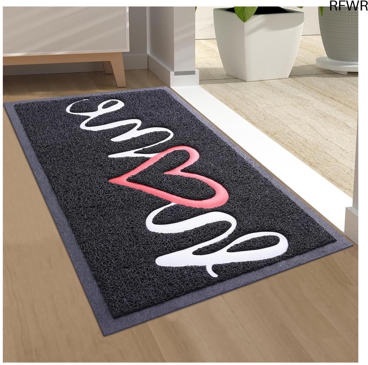 RFWR Antislip Deurmat voor Binnen en Buiten - Vuilvangmat - Wasbaar - 40 x 60 cm Zwart