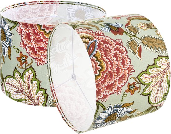 Abat-jour tambour, 33 x 33 x 25 cm, 2 pièces de remplacement de taille moyenne en lin et PVC, convient aux Lampes de table, Lampes et Suspensions , motif floral foncé