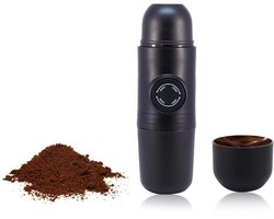 Mini-espressomachine - 20×6cm - Draagbare handmatige koffiezetter - met opvouwbare handgreep - Geschikt voor reizen, kamperen, thuiskantoor en buitengebruik - Zwart - 5stuk
