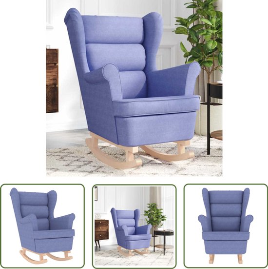 Fauteuil à bascule vidaXL - Fauteuil à bascule - 74 x 90 x 102 cm - Tissu bleu jeans - Fauteuil relax - Salon - Salon