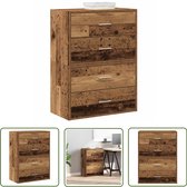 COSTWAY Keukenkast van hout, buffetkast met verstelbare planken, 4 deuren & laden, hoge vrijstaande keukenkast voor keuken, eetkamer, woonkamer, 76 x 40 x 183 cm, Zwart