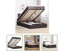 vidaXL Boxspring Bed - Ottoman Bed - Ottoman bed met matras en LED's 120x190 cm stof donkerbruin - Tweepersoonsbed - Lederen Bed - Houten Bed