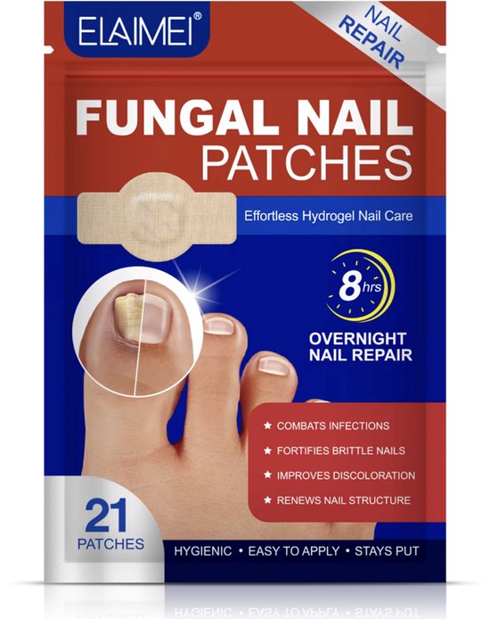 Elaimei Kalknagel Pleister – Complete Voetschimmel‑ & Kalknagelbehandeling – Alternatief voor Antischimmelcrème – Snel tegen Zwemmerseczeem & Schimmelnagels – 21 Pleisters