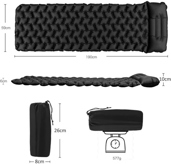 Ibenzoa® Ultralichte Opblaasbare Campingmat met Kussen en Waterdichte Eigenschappen voor Outdoor Avonturen van Ibenzoa — afbeelding 5