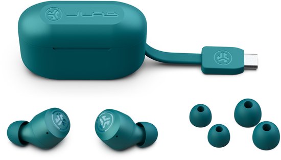 JLab Go Pop Draadloze Oordopjes - Bluetooth Oortjes Draadloos - 35 uur Batterijduur - Be Aware Audio - Met Microfoon - Geschikt voor Android en Apple - Groen