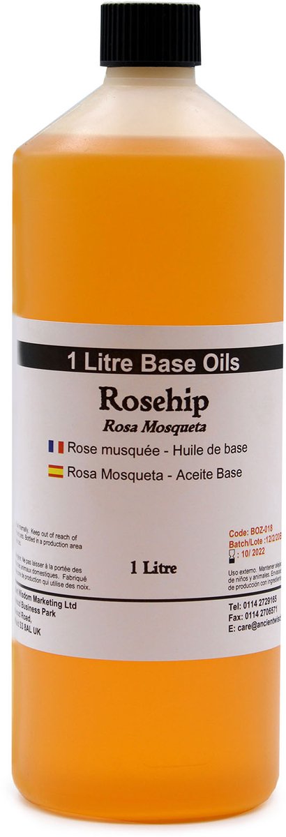 Basis Olie - Rozenbottel olie - 1 Liter - Aromatherapie - Basisolie - Draagolie - Basisolie Voor Etherische Oliën