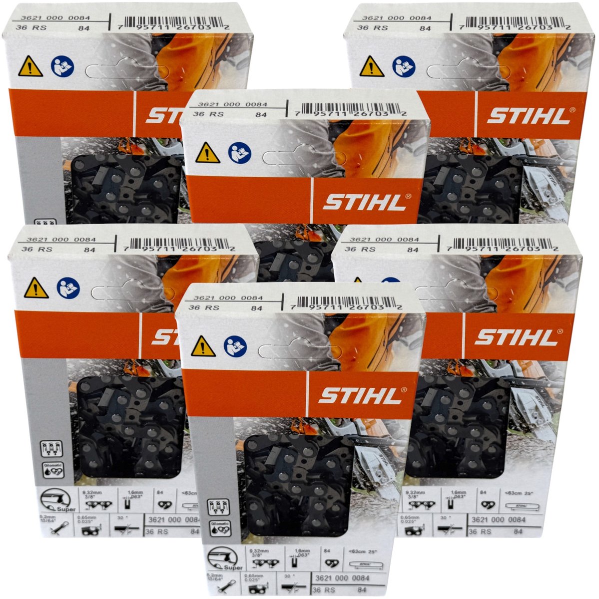 Stihl 6x 3/8" Rapid Super (RS) zaagketting 63 cm 3/8" 1.6 mm 6 stuks ( 6x 36210000084 )