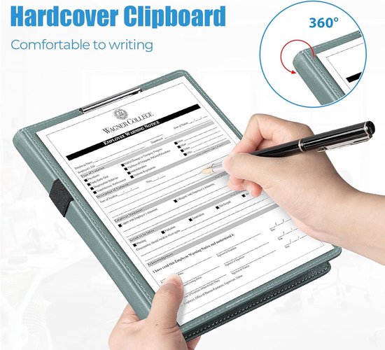A5 Ringbandmap Schrijfmap Documentenmap Lederen Conferentiemap Map Klembord Schrijfblok Portfolio Padfolio Folder Voor Mannen En Vrouwen(Blue