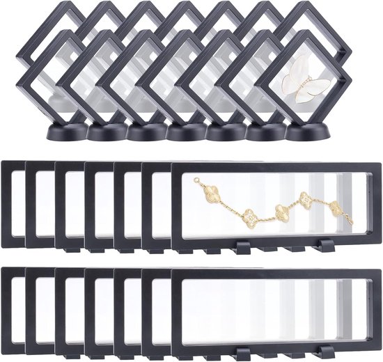 CYEER Zwevende frame 30 stuks, 7 x 7 x 2 cm voor munten met siliconen membraan, Floating Frame Display, muntenstandaard voor armband, sieraden, medailles CYEER Zwevende frame 30 stuks, 7 x 7 x 2 cm voor munten met siliconen membraan, Floating Frame Display, muntenstandaard voor armband, sieraden, medailles