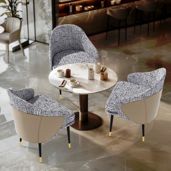 buybyroom Set van 6 grijze eetkamerstoelen, moderne keukenstoelen met metalen poten, gestoffeerde stoelen, eenvoudig te monteren, geschikt voor eetkamer, woonkamer, keuken