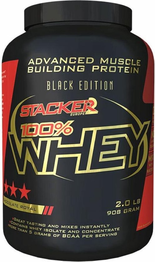 Stacker 2 100% Whey Protein Milkshake - Chocolate - Ephedra Vrij - 908 gram