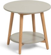 Kave Home - Nina bijzettafel rond massief eucalyptushout en polycement, Ø 50 cm FSC 100%