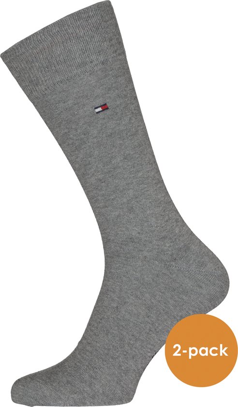 Tommy Hilfiger Classic Socks (2-pack) - herensokken katoen - grijs melange - Maat: 39-42