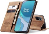 OnePlus 8T Bookcase hoesje - CaseMe - Effen Tan - Kunstleer