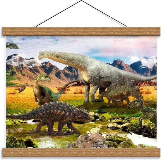 Schoolplaat – Landschap uit Tijd van de Dinosaurussen - 40x30cm Foto op Textielposter (Wanddecoratie op Schoolplaat)