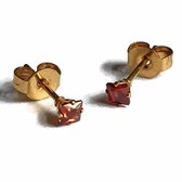 Aramat jewels ® - Oorbellen vierkant zweerknopjes rood goudkleurig chirurgisch staal 3mm
