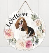 Welkom - Basset Artésien Normand | Muurdecoratie - Bordje Hond