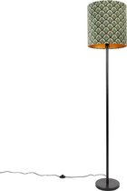 QAZQA simplo - Moderne Vloerlamp | Staande Lamp met kap - 1 lichts - H 1840 mm - Zwart Goud - Woonkamer | Slaapkamer | Keuken