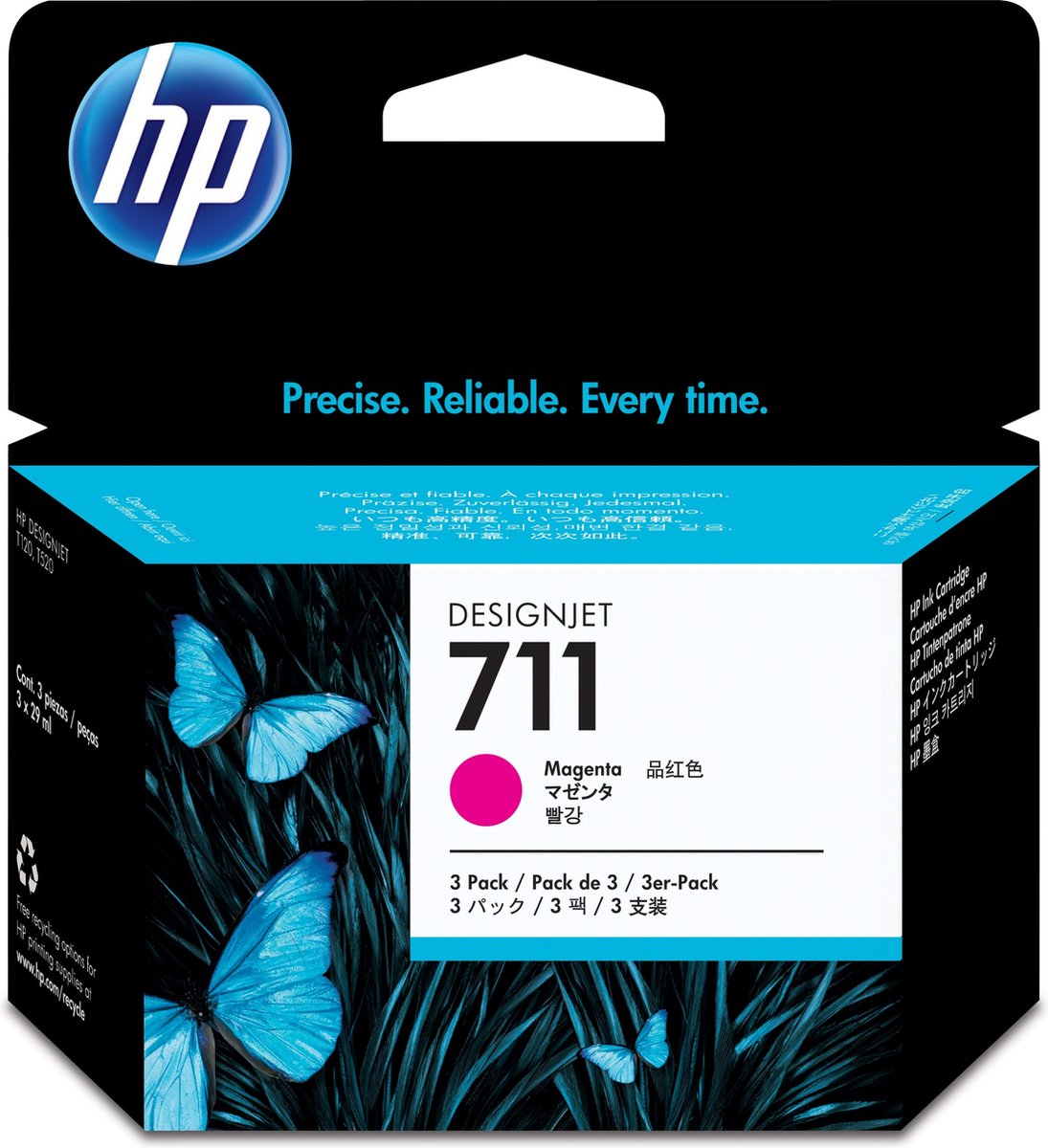 HP 711 - Inktcartridge / Magenta / 3 Pack