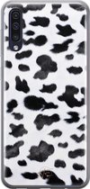 Samsung Galaxy A50 siliconen hoesje - Koeienprint - Soft Case Telefoonhoesje - Zwart - Print