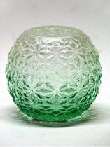 Theelichthouder glas 11*10cm Groen