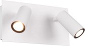 LED Tuinverlichting - Wandlamp Buitenlamp - Trion Sonei - 6W - Warm Wit 3000K - 2-lichts - Rechthoek - Mat Wit - Aluminium - BSE