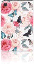 Leuk Case Samsung Galaxy Tab A7 (2020) Hoes met Magneetsluiting Butterfly Roses