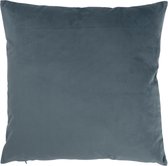 J-Line Kussen Vierkant Velours Blauwgrijs
