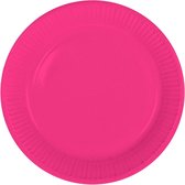 16x stuks party gebak/eet bordjes van papier fuchsia roze 23 cm