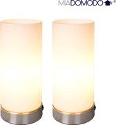 Miadomodo Tafellamp – Dimbaar met Touch Functie – Bureaulamp/Tafellamp/ Slaapkamer Lamp – Slaapkamer Verlichting – Lamp Nachtkastje – Dimbare Tafellamp – Metaal en glas - Set van 2