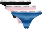 Calvin Klein 3-pack strings blauw/zwart/roze JMO