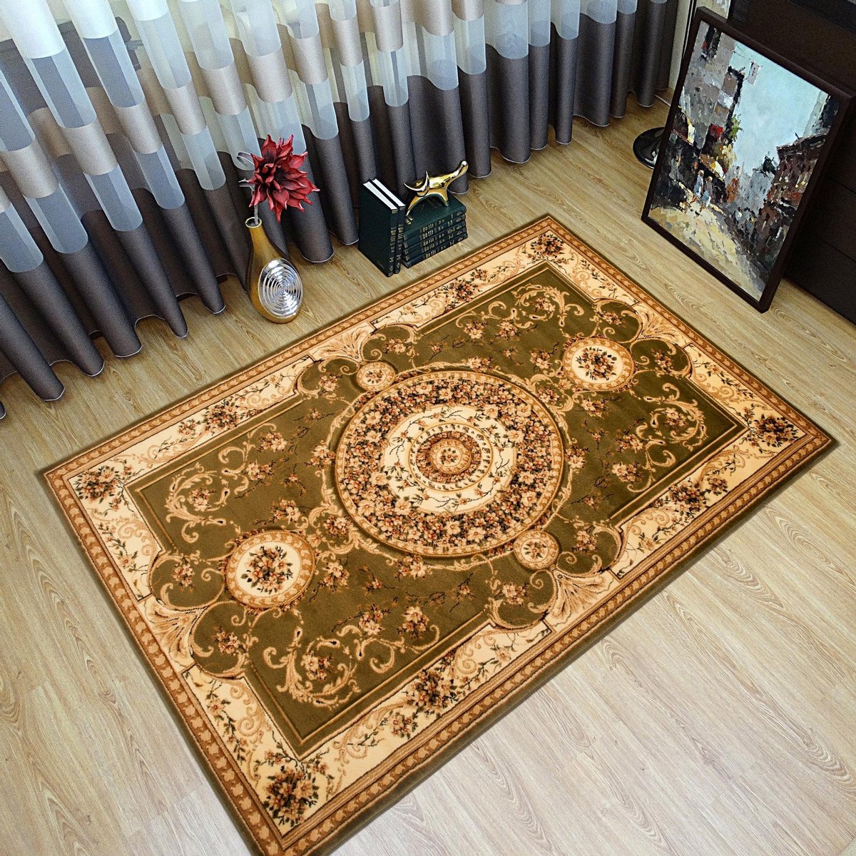Tapiso Yesemek Vloerkleed Groen Perzisch Oriental Tapijt Maat- 200x400