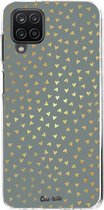 Casetastic Samsung Galaxy A12 (2021) Hoesje - Softcover Hoesje met Design - Golden Hearts Green Print