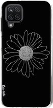 Casetastic Samsung Galaxy A12 (2021) Hoesje - Softcover Hoesje met Design - Daisy Black Print