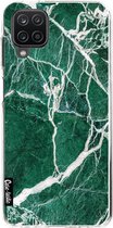 Casetastic Samsung Galaxy A12 (2021) Hoesje - Softcover Hoesje met Design - Dark Green Marble Print