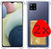 Samsung A12 Hoesje Met Pasjeshouder Card Case Transparant- 2 Stuks