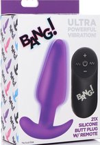 21X Vibrating Silicone Butt Plug with Remote Control - Purple - Butt Plugs & Anal Dildos