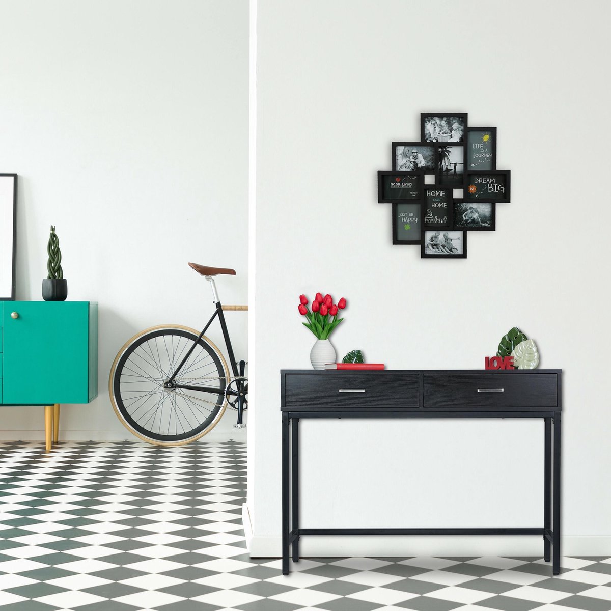 Op zoek naar een sidetable? Wandtafel zwart 100x30cm
