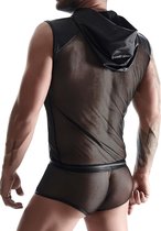 Wetlook & mesh Men's sleeveless - Black - S - Lingerie For Him - Shirts