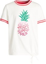 WE Fashion Meisjes T-shirt met embroidery en knoopdetail