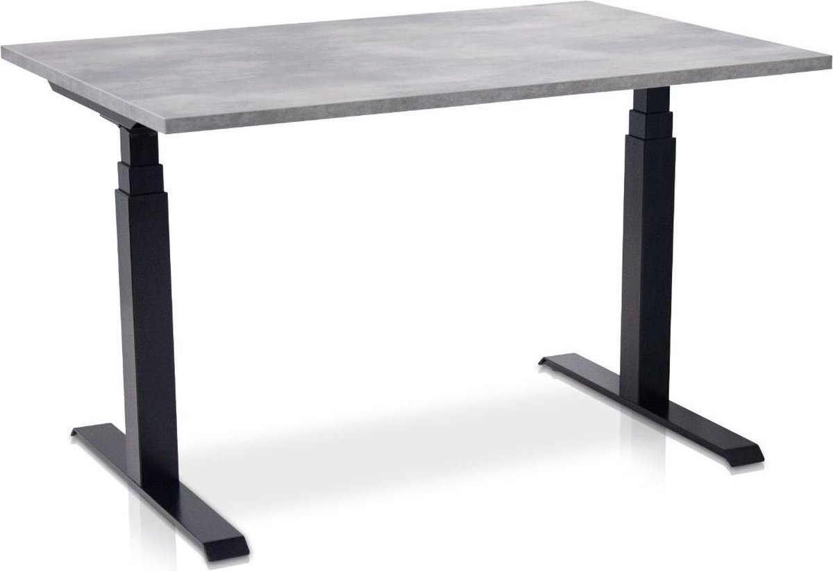 Multi Ratio Zit-sta bureau elektrisch verstelbaar - MRC PRO-L 2.0 NEN-EN 527 | 140 x 80 cm | frame zwart - blad betonlook | memory functie met 4 standen | 150kg draagvermogen Zwart frame