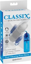 Classix Dual Vibrating Penis Sleeve - Blue - Sleeves