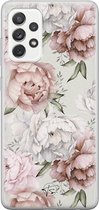 Samsung Galaxy A72 siliconen hoesje - Klassieke bloemen - Soft Case Telefoonhoesje - Beige - Bloemen